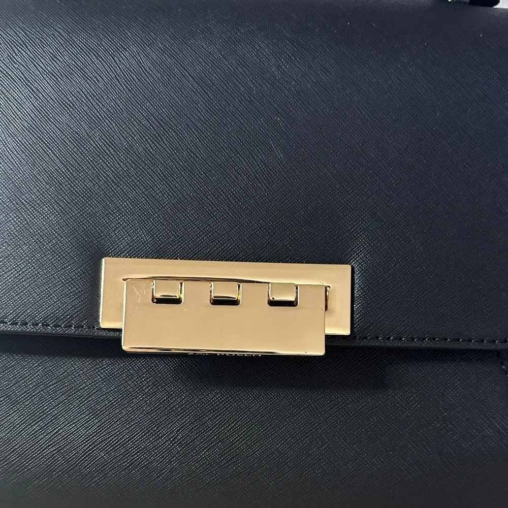ZAC Zac Posen Elegant Black Satchel with Gold Hardware